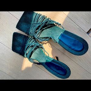 Bottega Veneta Emerald Green Espadrille Sandle
